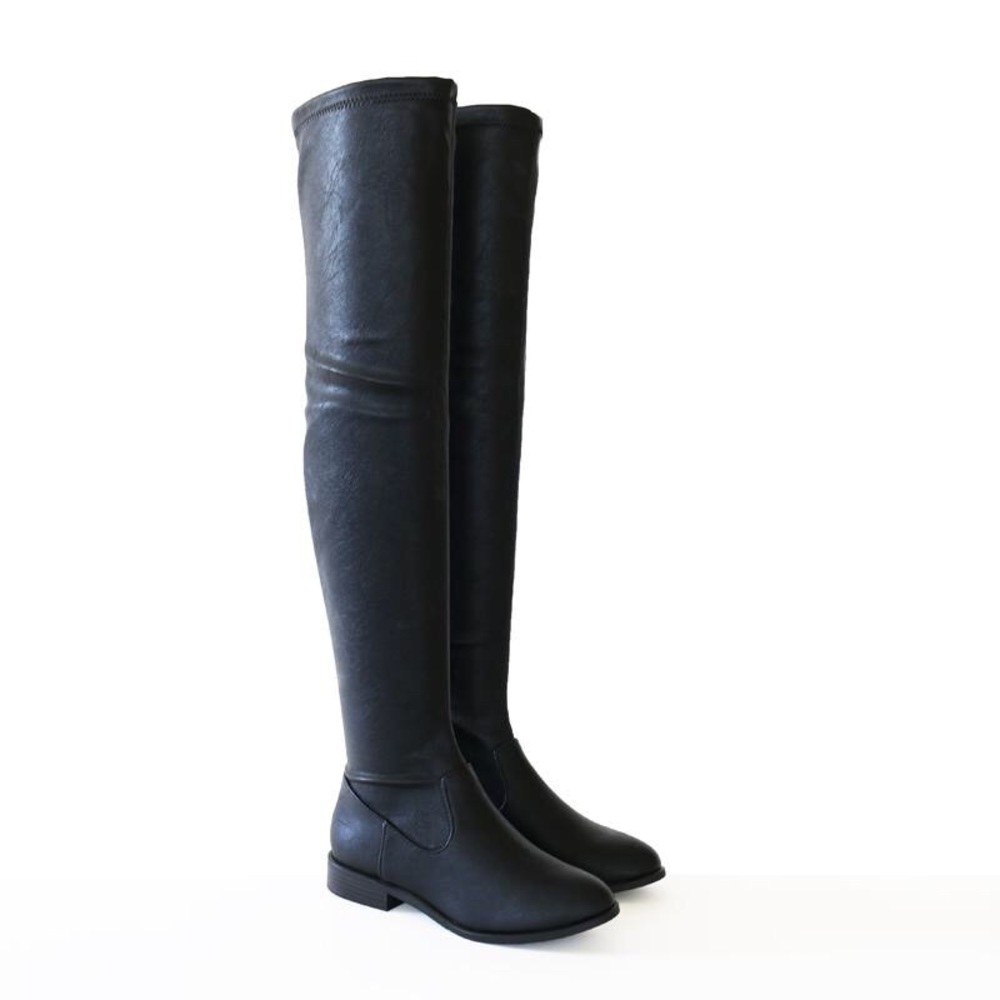 jingo black strech pu over knee boots - Picture 5 of 5